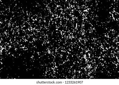 Grunge overlay layer. Abstract black and white vector background. Monochrome vintage surface with dirty pattern in cracks, spots, dots. Old wall in dark horror style design