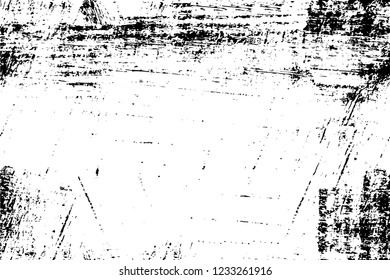 Grunge overlay layer. Abstract black and white vector background. Monochrome vintage surface with dirty pattern in cracks, spots, dots. Old wall in dark horror style design