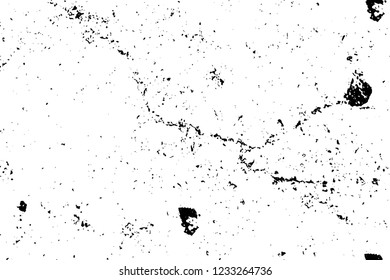 Grunge overlay layer. Abstract black and white vector background. Monochrome vintage surface with dirty pattern in cracks, spots, dots. Old wall in dark horror style design