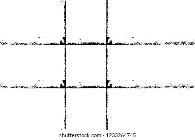 Grunge overlay layer. Abstract black and white vector background. Monochrome vintage surface with dirty pattern in cracks, spots, dots. Old wall in dark horror style design