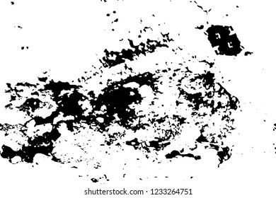 Grunge overlay layer. Abstract black and white vector background. Monochrome vintage surface with dirty pattern in cracks, spots, dots. Old wall in dark horror style design