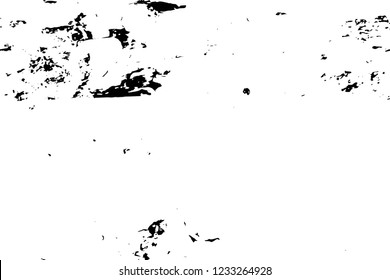 Grunge overlay layer. Abstract black and white vector background. Monochrome vintage surface with dirty pattern in cracks, spots, dots. Old wall in dark horror style design