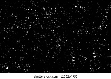 Grunge overlay layer. Abstract black and white vector background. Monochrome vintage surface with dirty pattern in cracks, spots, dots. Old wall in dark horror style design
