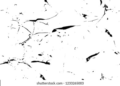 Grunge overlay layer. Abstract black and white vector background. Monochrome vintage surface with dirty pattern in cracks, spots, dots. Old wall in dark horror style design