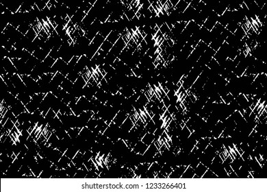 Grunge overlay layer. Abstract black and white vector background. Monochrome vintage surface with dirty pattern in cracks, spots, dots. Old wall in dark horror style design