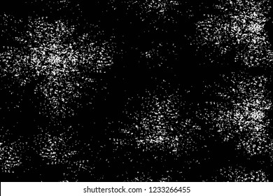 Grunge overlay layer. Abstract black and white vector background. Monochrome vintage surface with dirty pattern in cracks, spots, dots. Old wall in dark horror style design