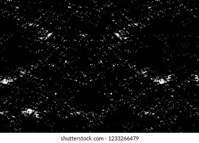 Grunge overlay layer. Abstract black and white vector background. Monochrome vintage surface with dirty pattern in cracks, spots, dots. Old wall in dark horror style design