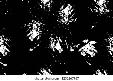 Grunge overlay layer. Abstract black and white vector background. Monochrome vintage surface with dirty pattern in cracks, spots, dots. Old wall in dark horror style design