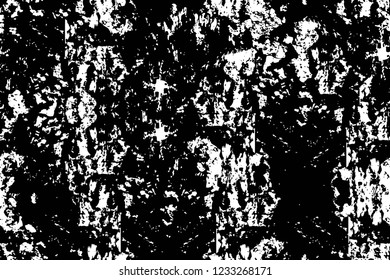 Grunge overlay layer. Abstract black and white vector background. Monochrome vintage surface with dirty pattern in cracks, spots, dots. Old wall in dark horror style design