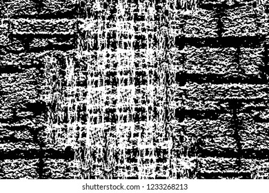 Grunge overlay layer. Abstract black and white vector background. Monochrome vintage surface with dirty pattern in cracks, spots, dots. Old wall in dark horror style design