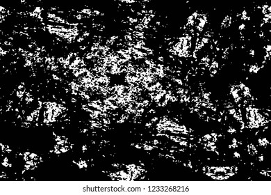 Grunge overlay layer. Abstract black and white vector background. Monochrome vintage surface with dirty pattern in cracks, spots, dots. Old wall in dark horror style design