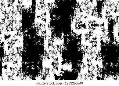 Grunge overlay layer. Abstract black and white vector background. Monochrome vintage surface with dirty pattern in cracks, spots, dots. Old wall in dark horror style design