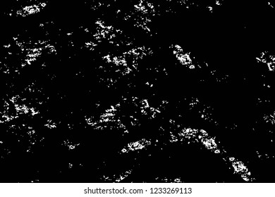 Grunge overlay layer. Abstract black and white vector background. Monochrome vintage surface with dirty pattern in cracks, spots, dots. Old wall in dark horror style design