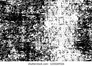 Grunge overlay layer. Abstract black and white vector background. Monochrome vintage surface with dirty pattern in cracks, spots, dots. Old wall in dark horror style design