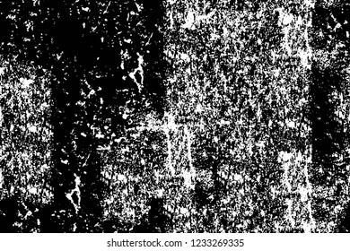 Grunge overlay layer. Abstract black and white vector background. Monochrome vintage surface with dirty pattern in cracks, spots, dots. Old wall in dark horror style design