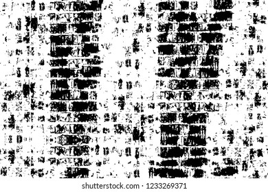 Grunge overlay layer. Abstract black and white vector background. Monochrome vintage surface with dirty pattern in cracks, spots, dots. Old wall in dark horror style design