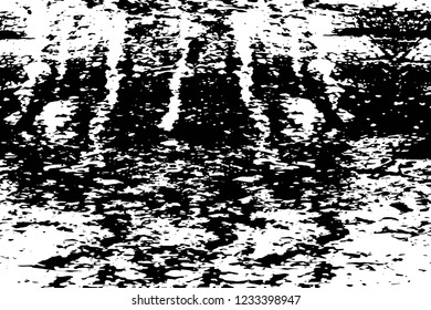 Grunge overlay layer. Abstract black and white vector background. Monochrome vintage surface with dirty pattern in cracks, spots, dots. Old wall in dark horror style design