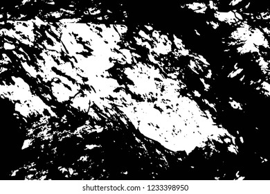 Grunge overlay layer. Abstract black and white vector background. Monochrome vintage surface with dirty pattern in cracks, spots, dots. Old wall in dark horror style design