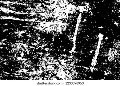 Grunge overlay layer. Abstract black and white vector background. Monochrome vintage surface with dirty pattern in cracks, spots, dots. Old wall in dark horror style design