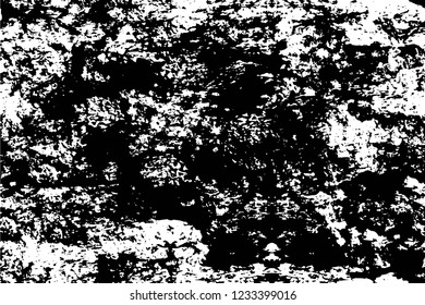 Grunge overlay layer. Abstract black and white vector background. Monochrome vintage surface with dirty pattern in cracks, spots, dots. Old wall in dark horror style design