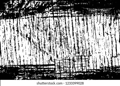 Grunge overlay layer. Abstract black and white vector background. Monochrome vintage surface with dirty pattern in cracks, spots, dots. Old wall in dark horror style design