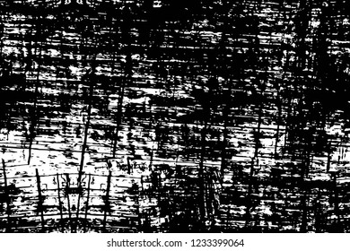 Grunge overlay layer. Abstract black and white vector background. Monochrome vintage surface with dirty pattern in cracks, spots, dots. Old wall in dark horror style design