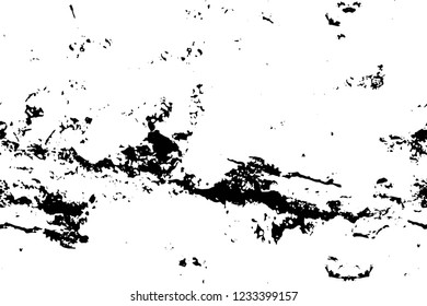 Grunge overlay layer. Abstract black and white vector background. Monochrome vintage surface with dirty pattern in cracks, spots, dots. Old wall in dark horror style design
