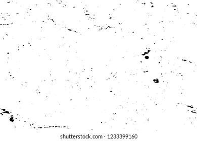 Grunge overlay layer. Abstract black and white vector background. Monochrome vintage surface with dirty pattern in cracks, spots, dots. Old wall in dark horror style design