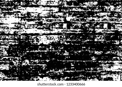 Grunge overlay layer. Abstract black and white vector background. Monochrome vintage surface with dirty pattern in cracks, spots, dots. Old wall in dark horror style design