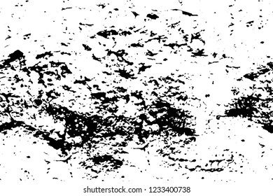 Grunge overlay layer. Abstract black and white vector background. Monochrome vintage surface with dirty pattern in cracks, spots, dots. Old wall in dark horror style design