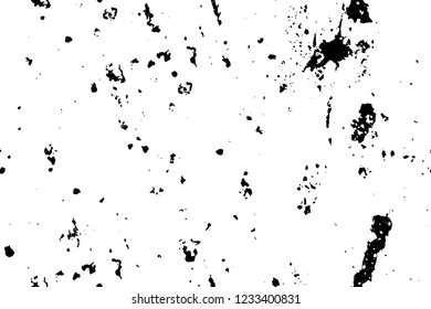 Grunge overlay layer. Abstract black and white vector background. Monochrome vintage surface with dirty pattern in cracks, spots, dots. Old wall in dark horror style design