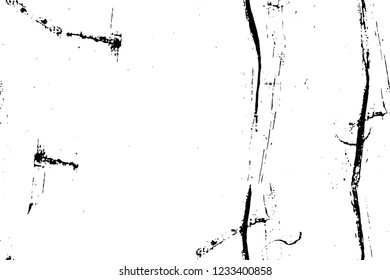 Grunge overlay layer. Abstract black and white vector background. Monochrome vintage surface with dirty pattern in cracks, spots, dots. Old wall in dark horror style design