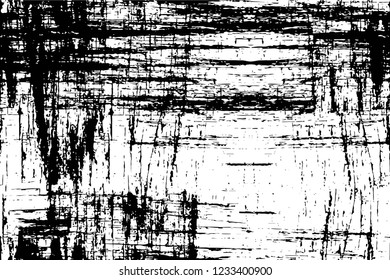 Grunge overlay layer. Abstract black and white vector background. Monochrome vintage surface with dirty pattern in cracks, spots, dots. Old wall in dark horror style design