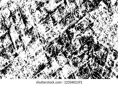 Grunge overlay layer. Abstract black and white vector background. Monochrome vintage surface with dirty pattern in cracks, spots, dots. Old wall in dark horror style design