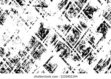 Grunge overlay layer. Abstract black and white vector background. Monochrome vintage surface with dirty pattern in cracks, spots, dots. Old wall in dark horror style design
