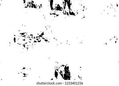 Grunge overlay layer. Abstract black and white vector background. Monochrome vintage surface with dirty pattern in cracks, spots, dots. Old wall in dark horror style design