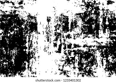 Grunge overlay layer. Abstract black and white vector background. Monochrome vintage surface with dirty pattern in cracks, spots, dots. Old wall in dark horror style design