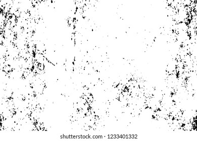 Grunge overlay layer. Abstract black and white vector background. Monochrome vintage surface with dirty pattern in cracks, spots, dots. Old wall in dark horror style design