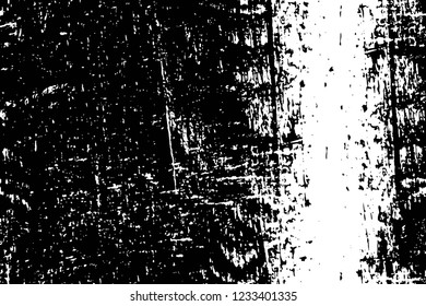 Grunge overlay layer. Abstract black and white vector background. Monochrome vintage surface with dirty pattern in cracks, spots, dots. Old wall in dark horror style design