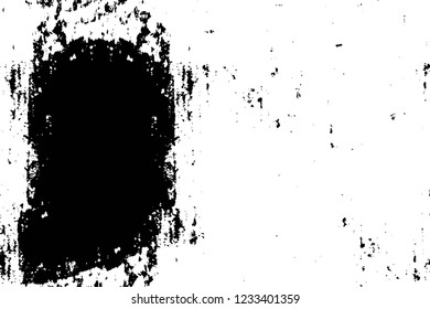 Grunge overlay layer. Abstract black and white vector background. Monochrome vintage surface with dirty pattern in cracks, spots, dots. Old wall in dark horror style design