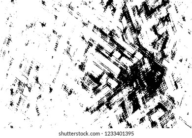 Grunge overlay layer. Abstract black and white vector background. Monochrome vintage surface with dirty pattern in cracks, spots, dots. Old wall in dark horror style design