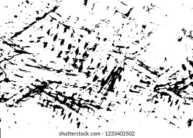 Grunge overlay layer. Abstract black and white vector background. Monochrome vintage surface with dirty pattern in cracks, spots, dots. Old wall in dark horror style design