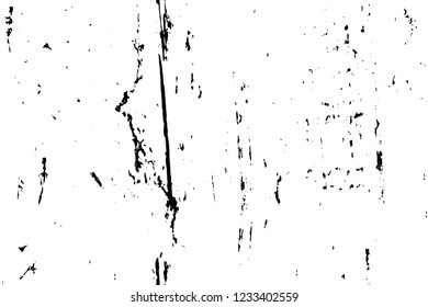 Grunge overlay layer. Abstract black and white vector background. Monochrome vintage surface with dirty pattern in cracks, spots, dots. Old wall in dark horror style design