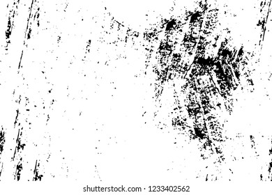 Grunge overlay layer. Abstract black and white vector background. Monochrome vintage surface with dirty pattern in cracks, spots, dots. Old wall in dark horror style design