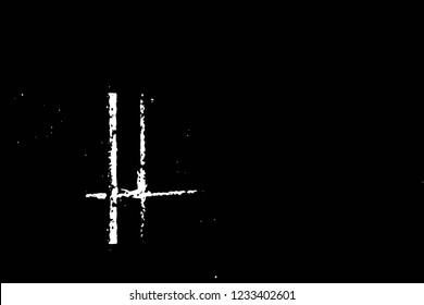 Grunge overlay layer. Abstract black and white vector background. Monochrome vintage surface with dirty pattern in cracks, spots, dots. Old wall in dark horror style design