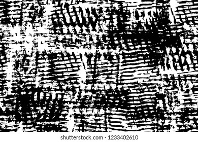 Grunge overlay layer. Abstract black and white vector background. Monochrome vintage surface with dirty pattern in cracks, spots, dots. Old wall in dark horror style design