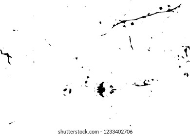 Grunge overlay layer. Abstract black and white vector background. Monochrome vintage surface with dirty pattern in cracks, spots, dots. Old wall in dark horror style design