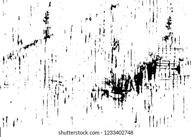 Grunge overlay layer. Abstract black and white vector background. Monochrome vintage surface with dirty pattern in cracks, spots, dots. Old wall in dark horror style design