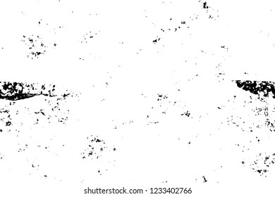 Grunge overlay layer. Abstract black and white vector background. Monochrome vintage surface with dirty pattern in cracks, spots, dots. Old wall in dark horror style design