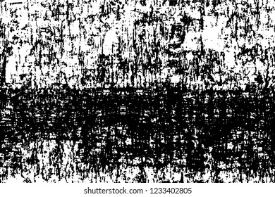 Grunge overlay layer. Abstract black and white vector background. Monochrome vintage surface with dirty pattern in cracks, spots, dots. Old wall in dark horror style design